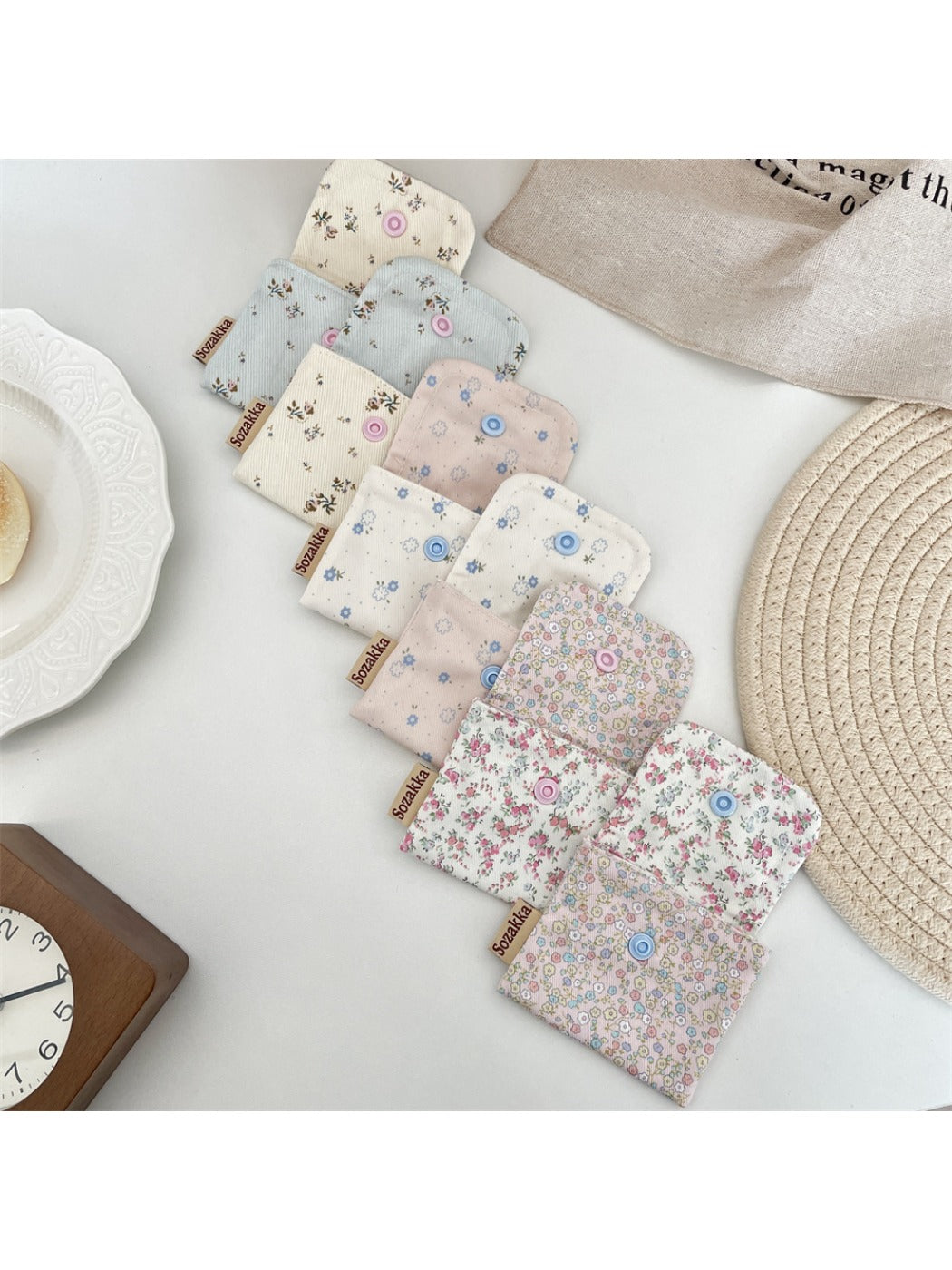 Cosbai Floral Print Coin Pouch displayed flat with visible floral print