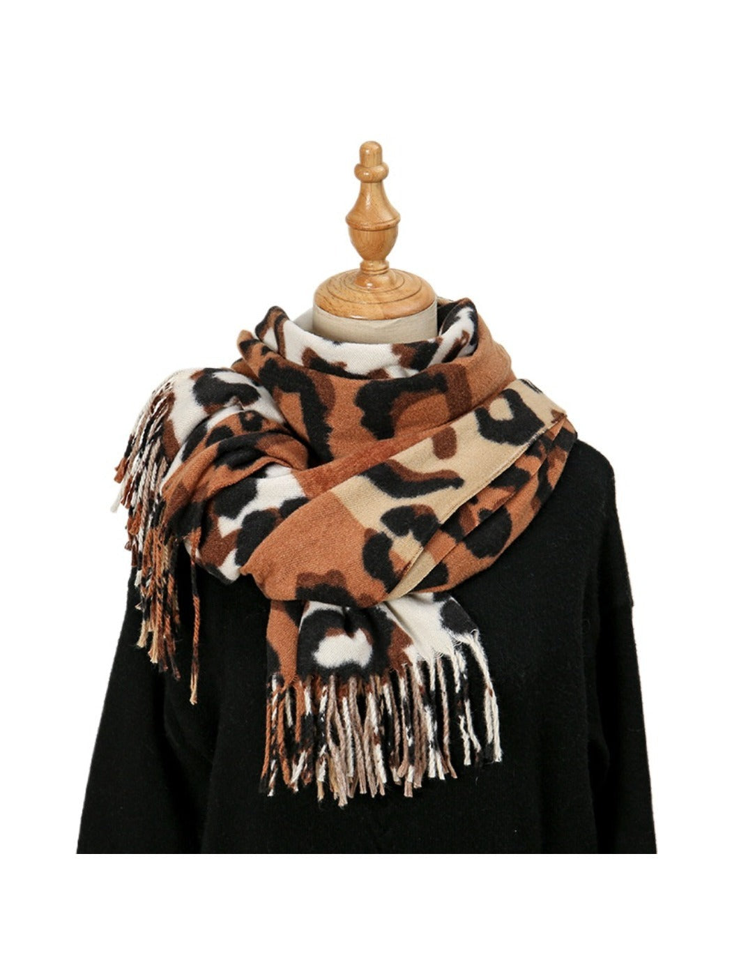 Scarvii - Leopard Patchwork Tassel Winter Scarf