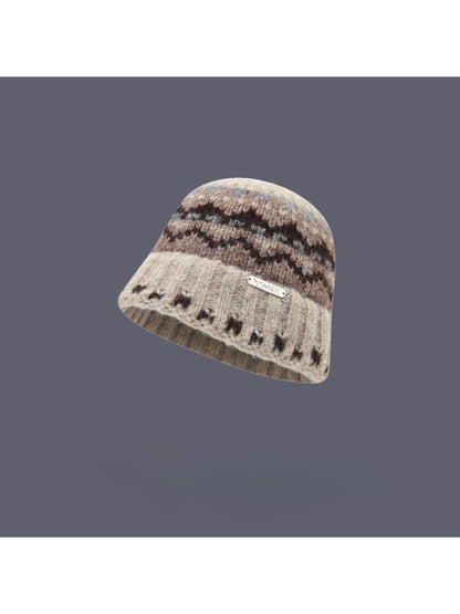 Haila - Fair Isle Knit Cozy Bucket Hat
