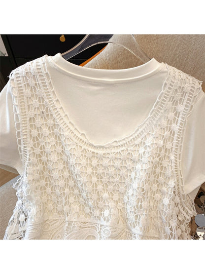 Crosa - Paisley and Geometric Hollow Out Knit Vest Top