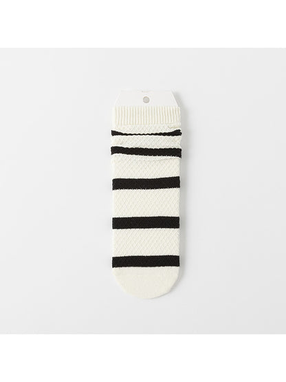 Rufia - Simple Style Candy Color Stripe Casual Crew Socks
