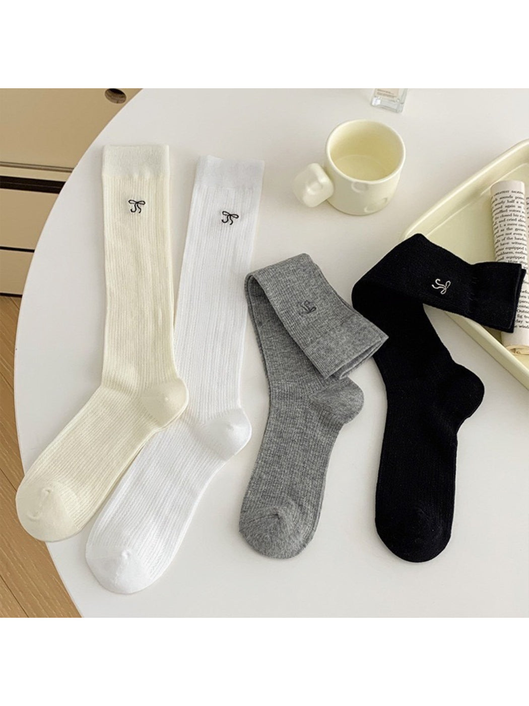 Rufia - Sheer Ribbed Knee-High Socks product image 1