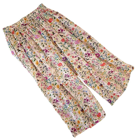 Shea - Floral Wide-Leg Long Pants - Loose & Cheerful