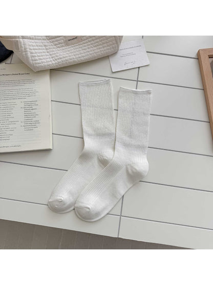 Rufia - Solid Color Crew Socks for Women