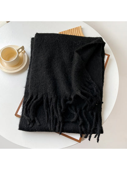 Scarvii - Brushed Solid Color Fringe Scarf