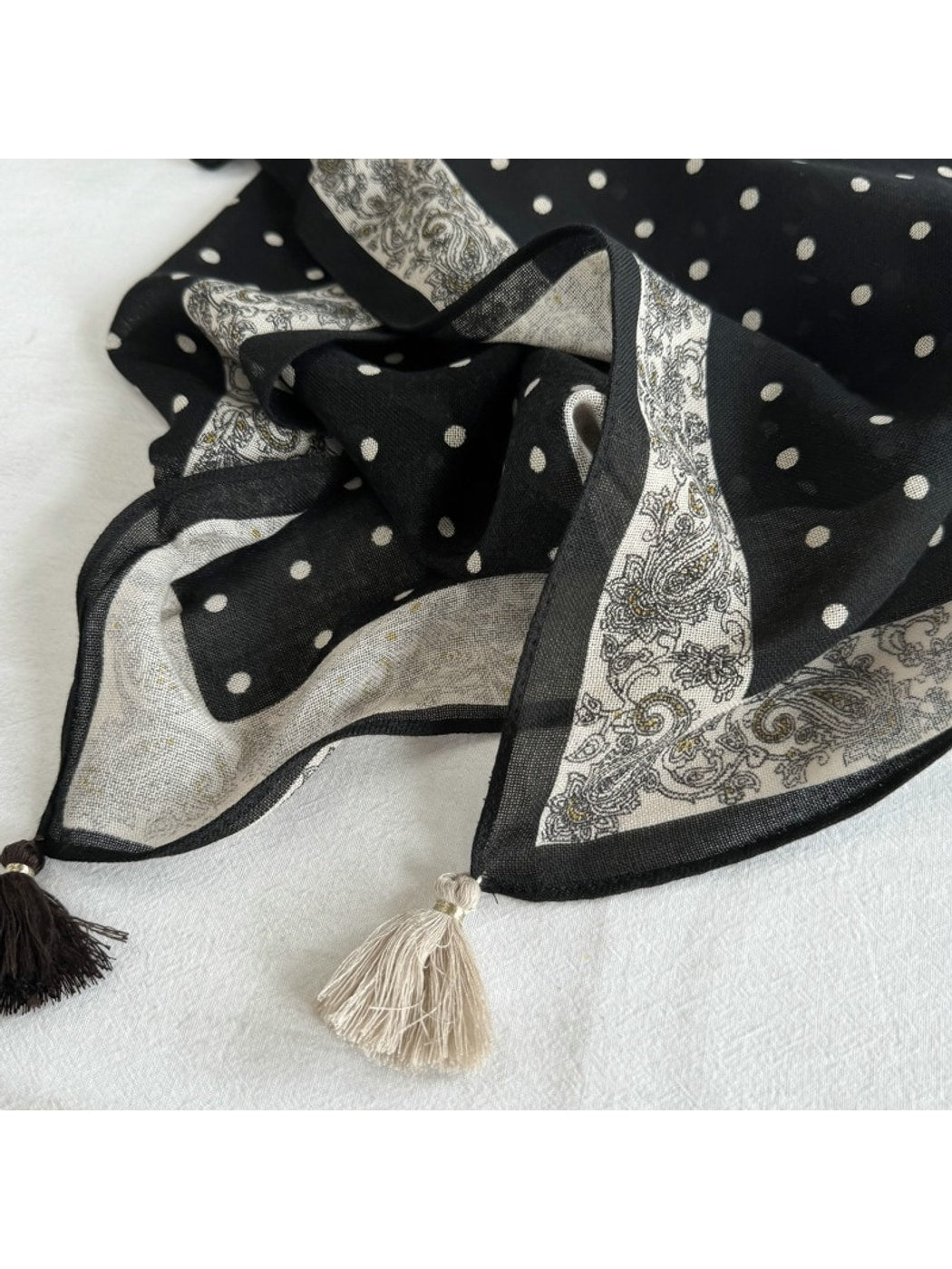 Scarvii - Polka Dot and Geometric Print Square Scarf