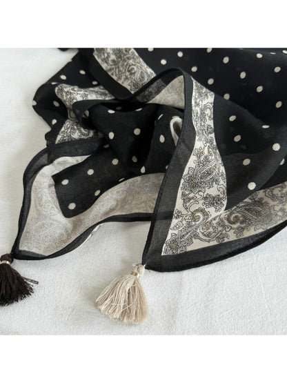 Scarvii - Polka Dot and Geometric Print Square Scarf