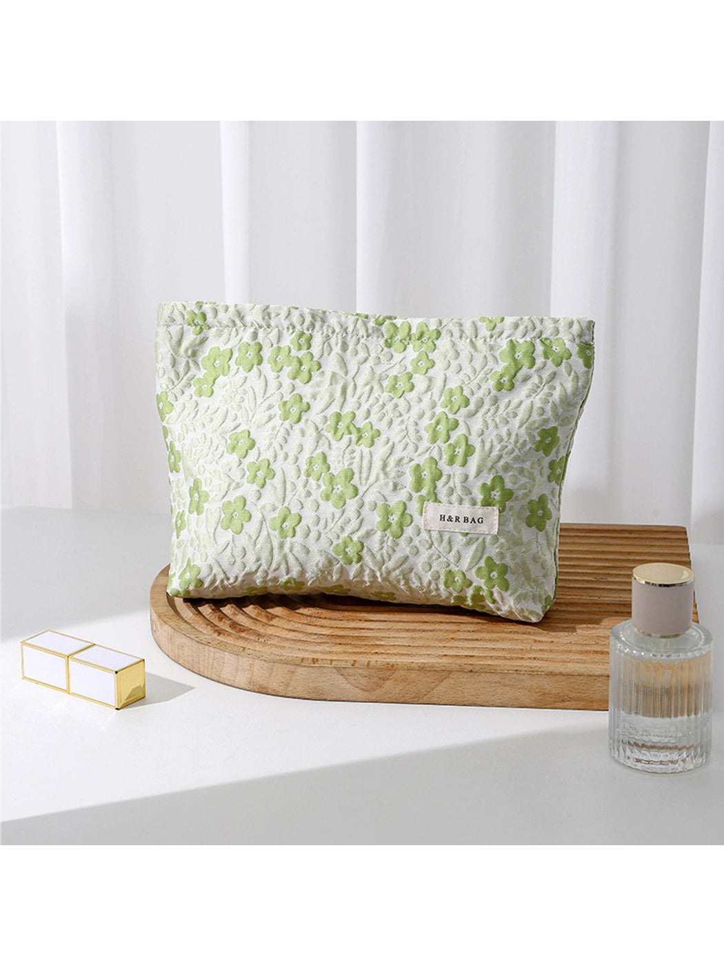 Cosbai - Light Green Floral Toiletry Organizer Bag