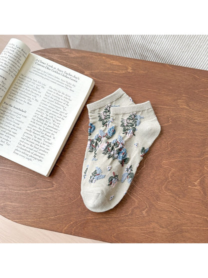 Rufia - Embroidered Mesh Floral Ankle Socks product image 6