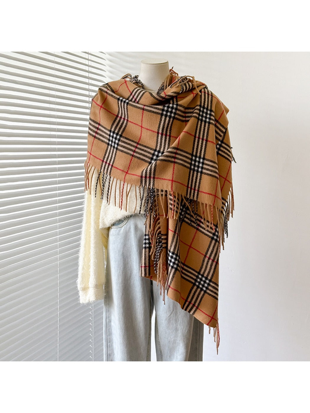 Scarvii – Tassel Fringe Plaid Scarf & Shawl