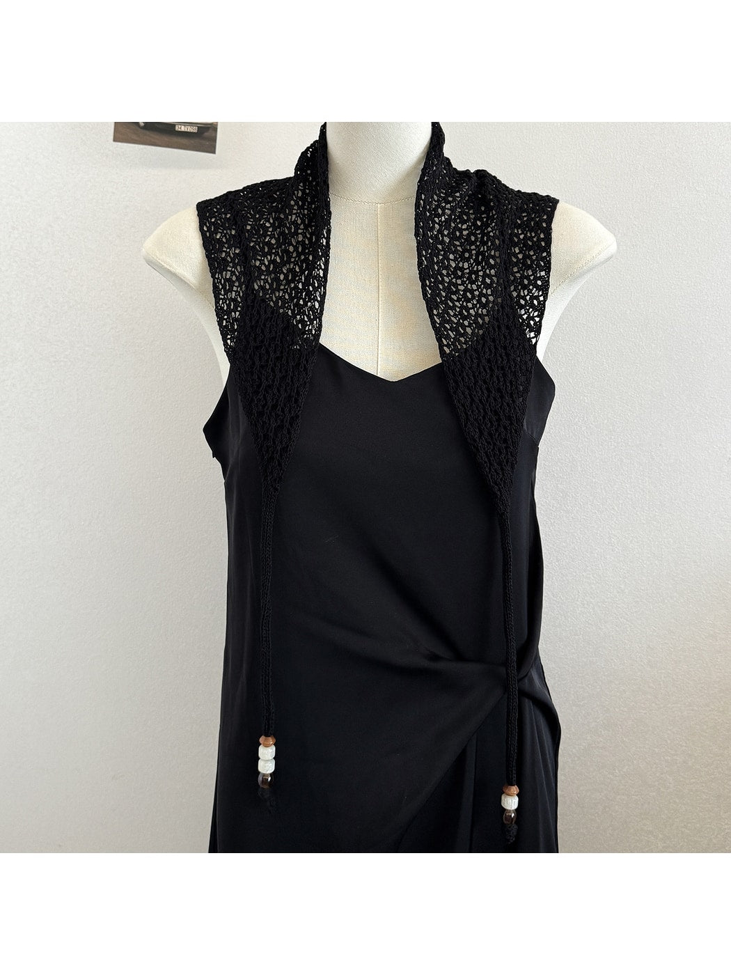 Scarvii - Beaded Tie Hollow Out Triangle Scarf