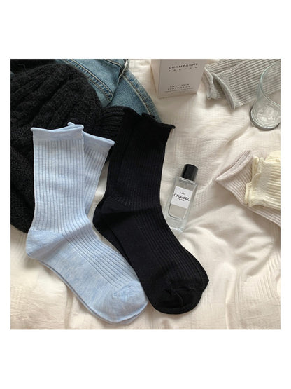Rufia - Classic Ribbed Texture Crew Socks