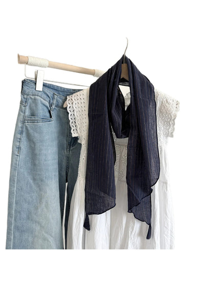 Scarvii - Stripe Tassel Lightweight Scarf