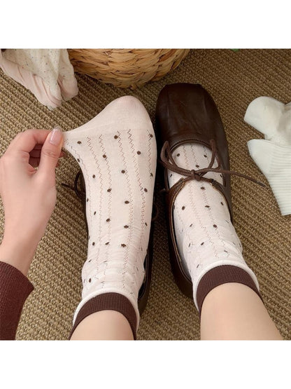 Rufia - Scalloped Cuff Ribbed Crew Socks