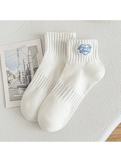 Rufia - Heart Embroidery Ribbed Crew Socks product image 6