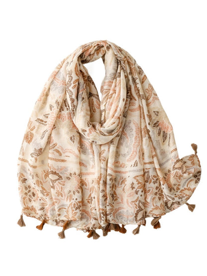 Scarvii - Boho Style Plant Floral Print Scarf - Chic & Fresh