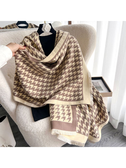 Scarvii - Retro Houndstooth Pattern Winter Scarf