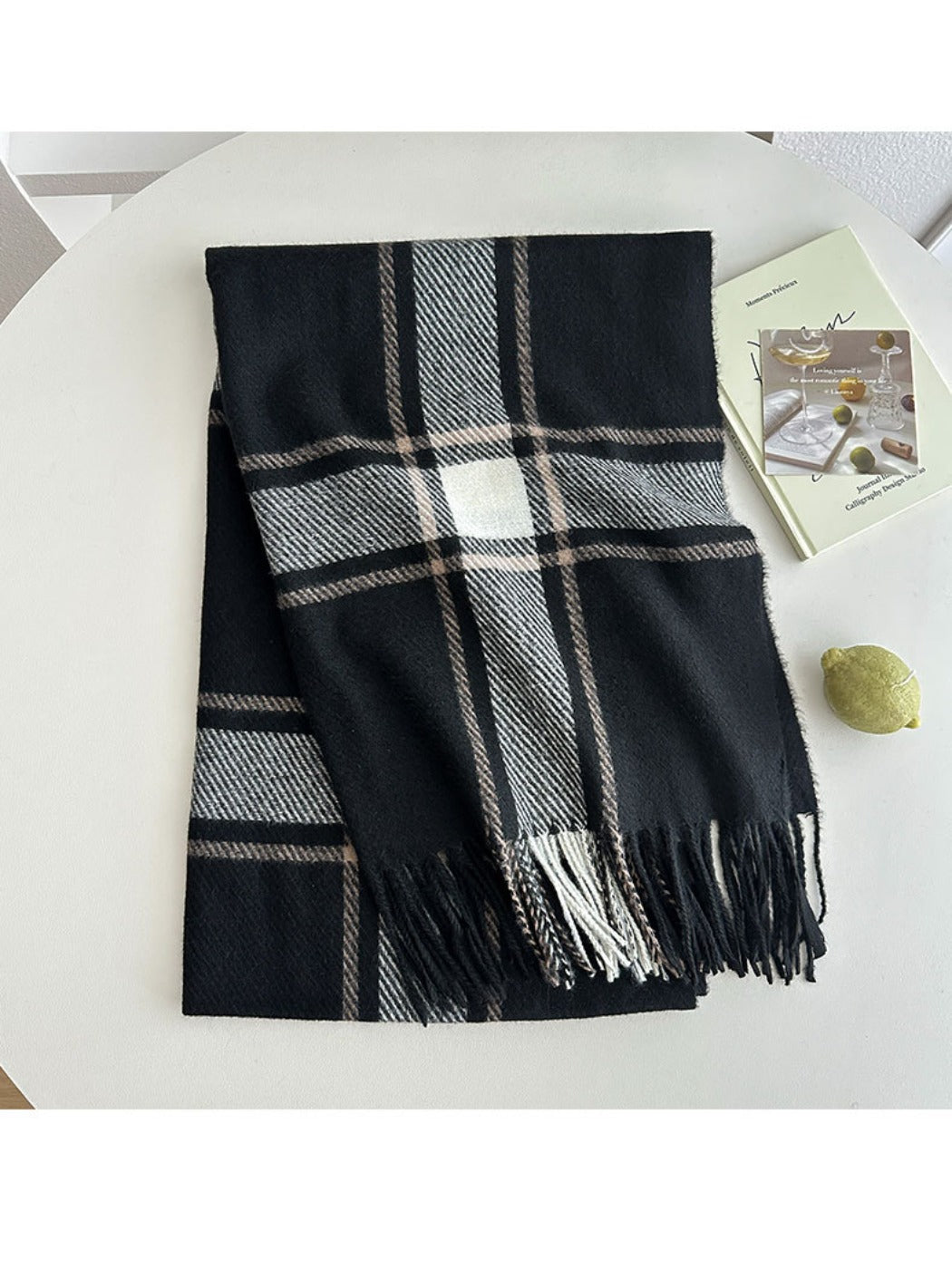 Scarvii - Cozy Plaid Tassel Scarf for Women