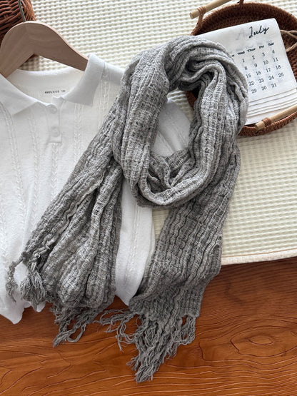 Scarvii - Fringed Crinkled Texture Scarf