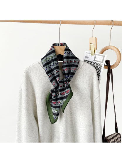 Scarvii - Stripe Animal Print Square Scarf
