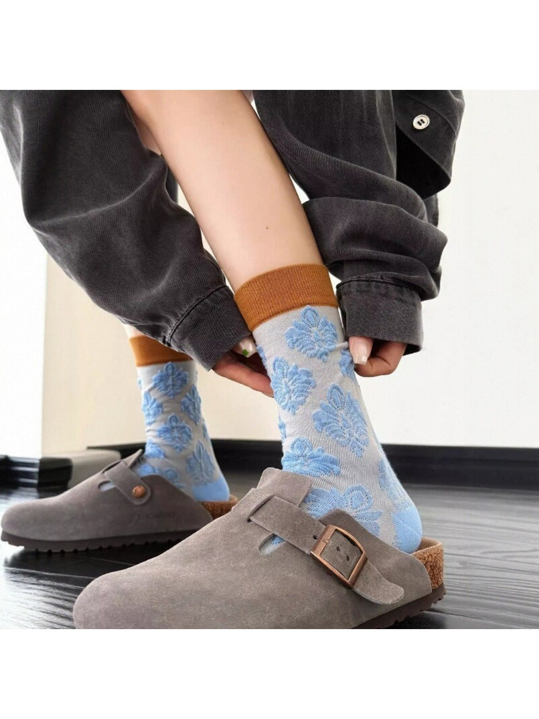 Rufia - Retro Contrast Mid-Calf Socks - Vintage & Sweet