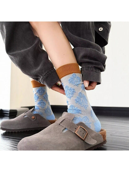 Rufia - Retro Contrast Mid-Calf Socks - Vintage & Sweet