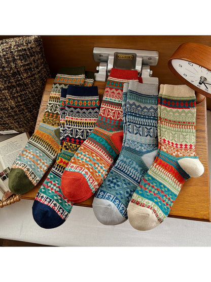 Rufia - Retro Style Mid-Calf Socks for Women