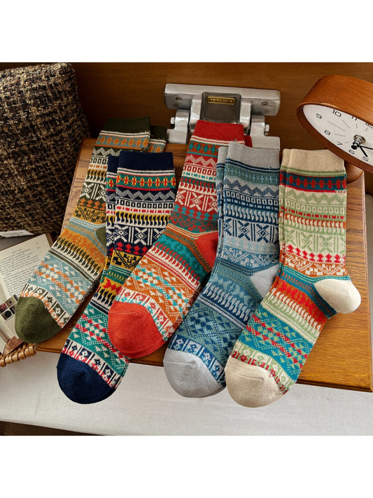 Rufia - Retro Style Mid-Calf Socks for Women