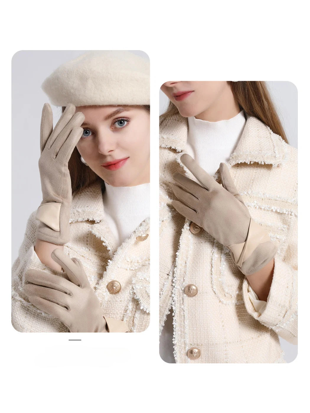 Gloving - Soft Solid Bow Winter Gloves