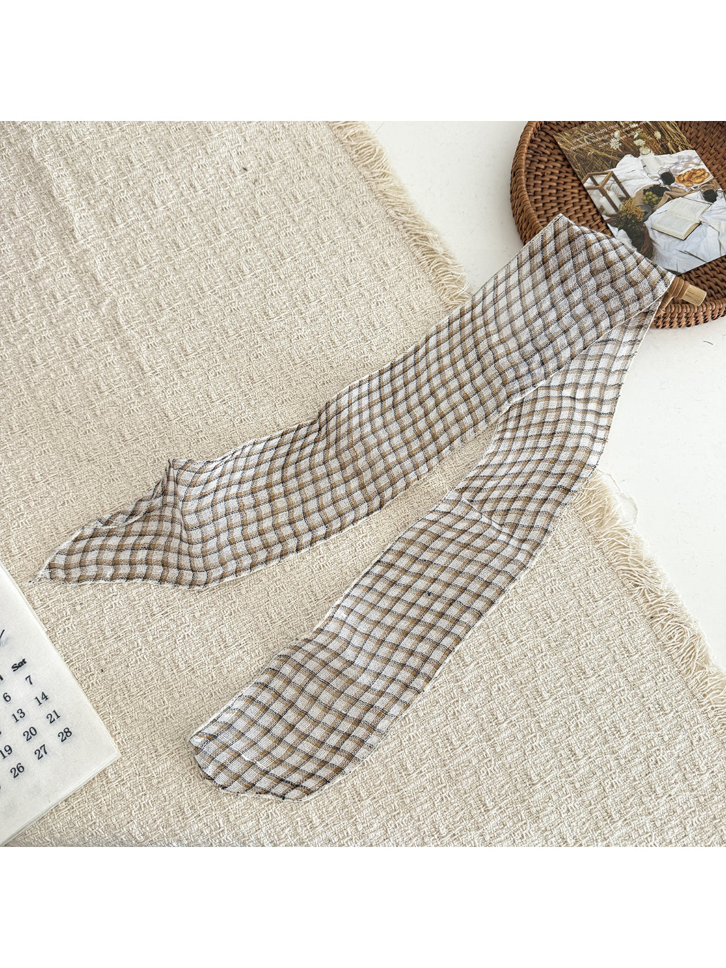 Scarvii - Plaid Sheer Skinny Scarf