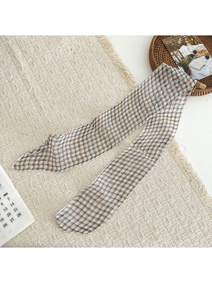 Scarvii - Plaid Sheer Skinny Scarf