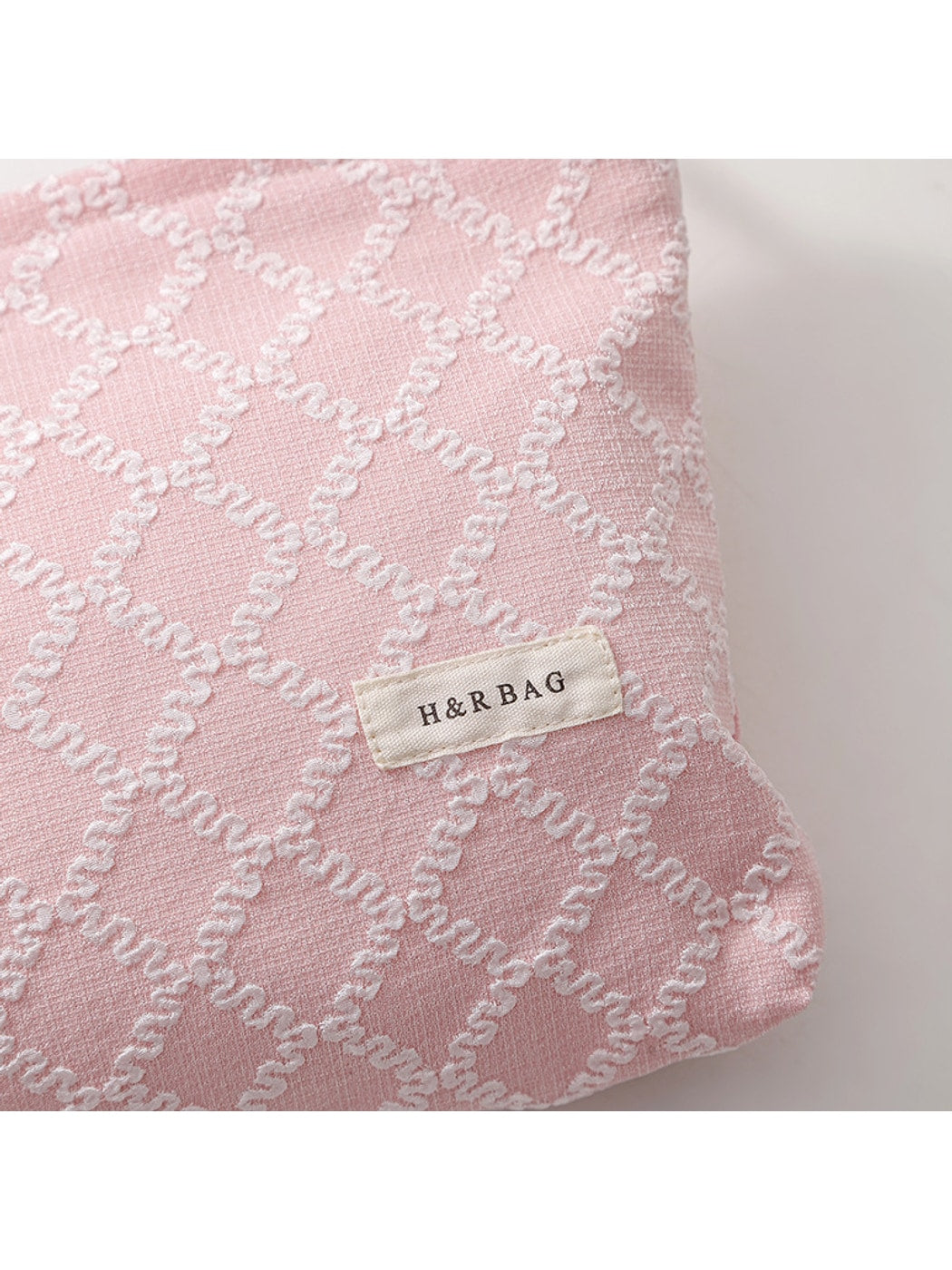 Cosbai - Embossed Square Pattern Zipper Makeup Bag