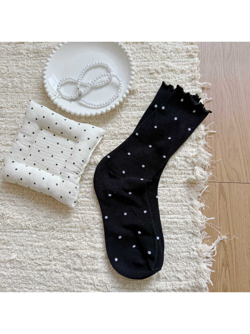Rufia - Soft Polka Dot Ruffled Crew Socks product image 10