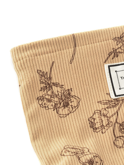 Cosbai - Floral Corduroy Portable Storage Bag