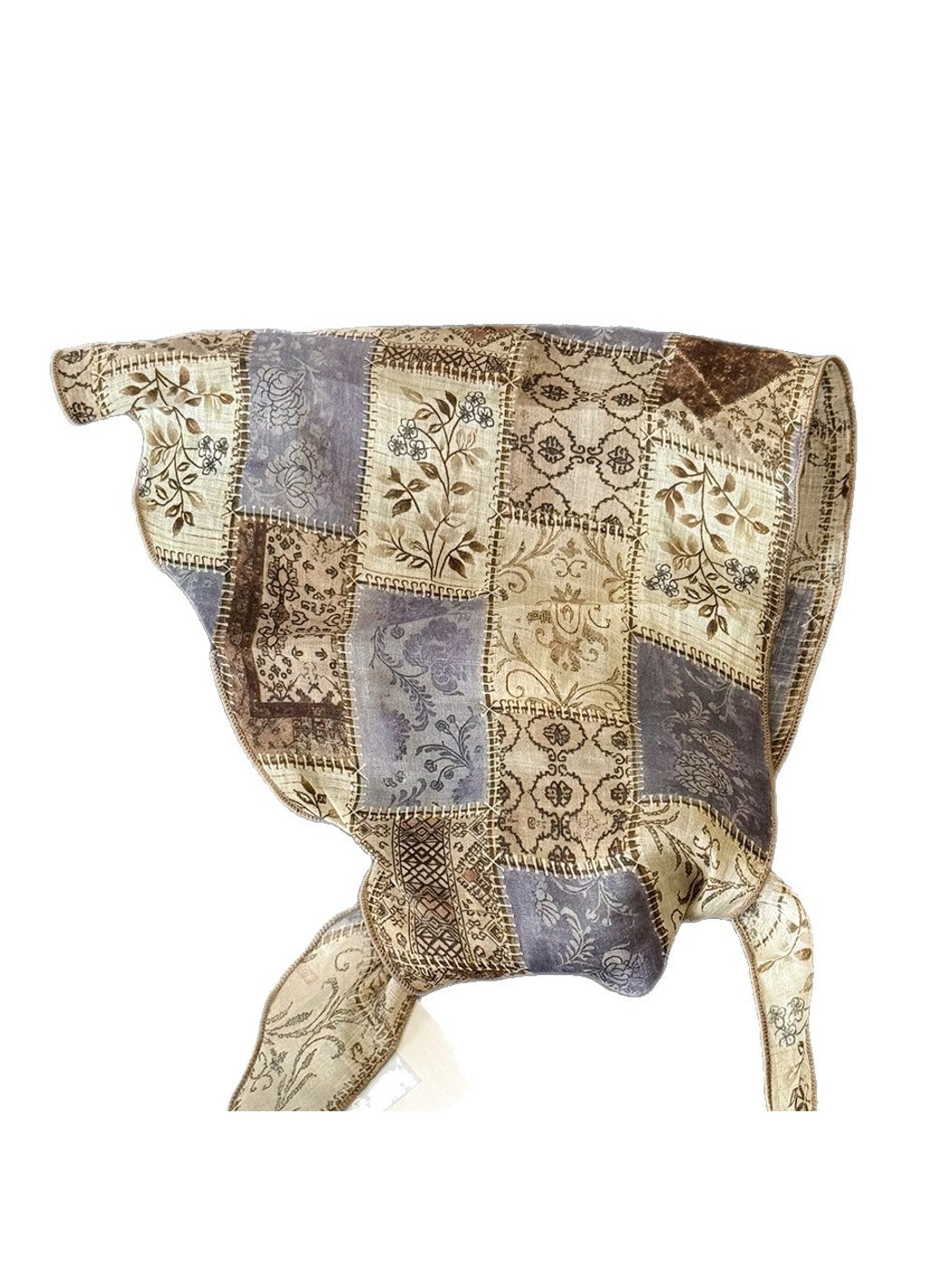Scarvii - Vintage Printed Wave Edge Triangle Bandana
