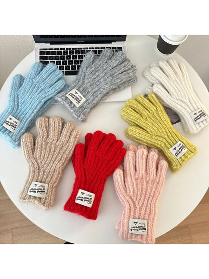 Gloving - Fuzzy Texture Ribbed Cuff Gloves
