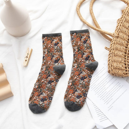 Rufia - 3D Floral Pattern Spring Autumn Mid-Calf Socks