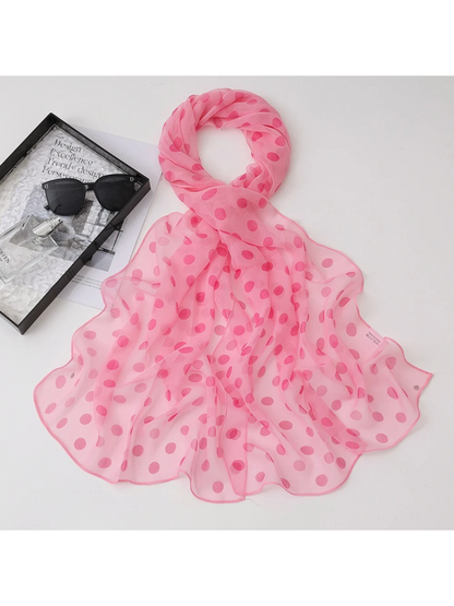 Scarvii - Sheer Polka Dot Long Scarf