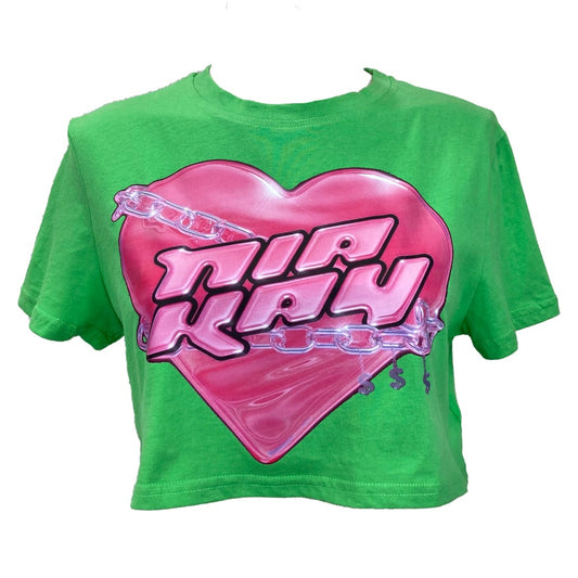 Vesty- Green Heart-Print T-shirt - Playful & Loose