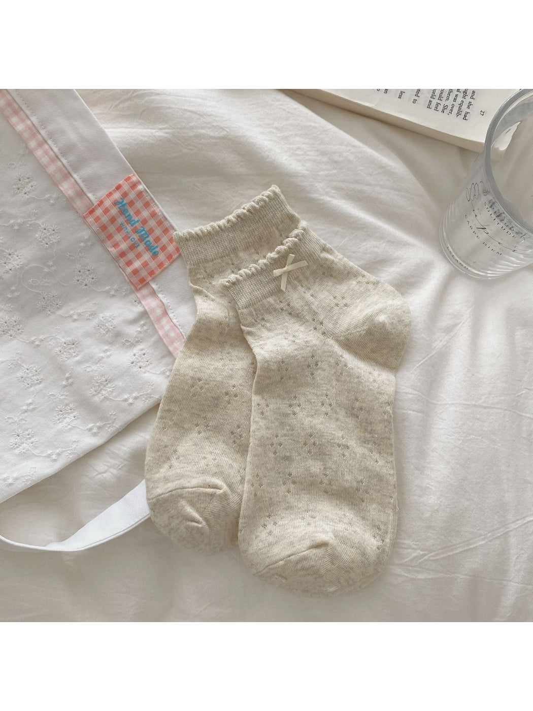 Rufia - Ribbon Mesh Ankle Socks - image 4