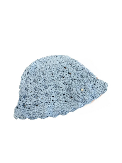 Haila - Crochet Open Knit Floral Bucket Hat