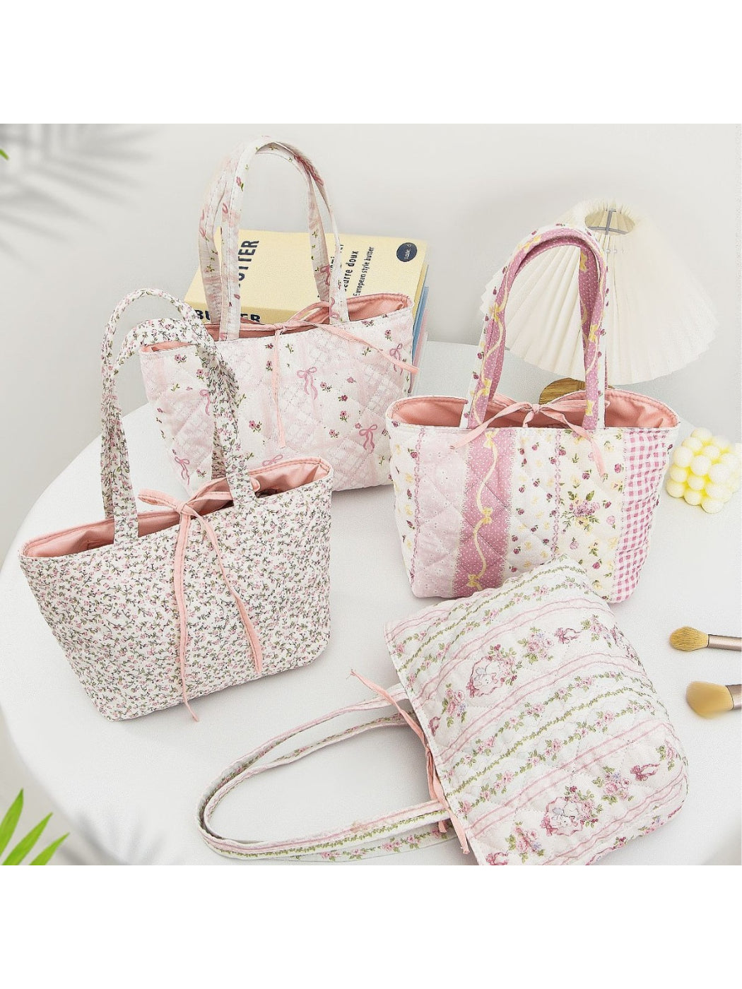 Cosbai - Quilted Floral Patchwork Tote Bag