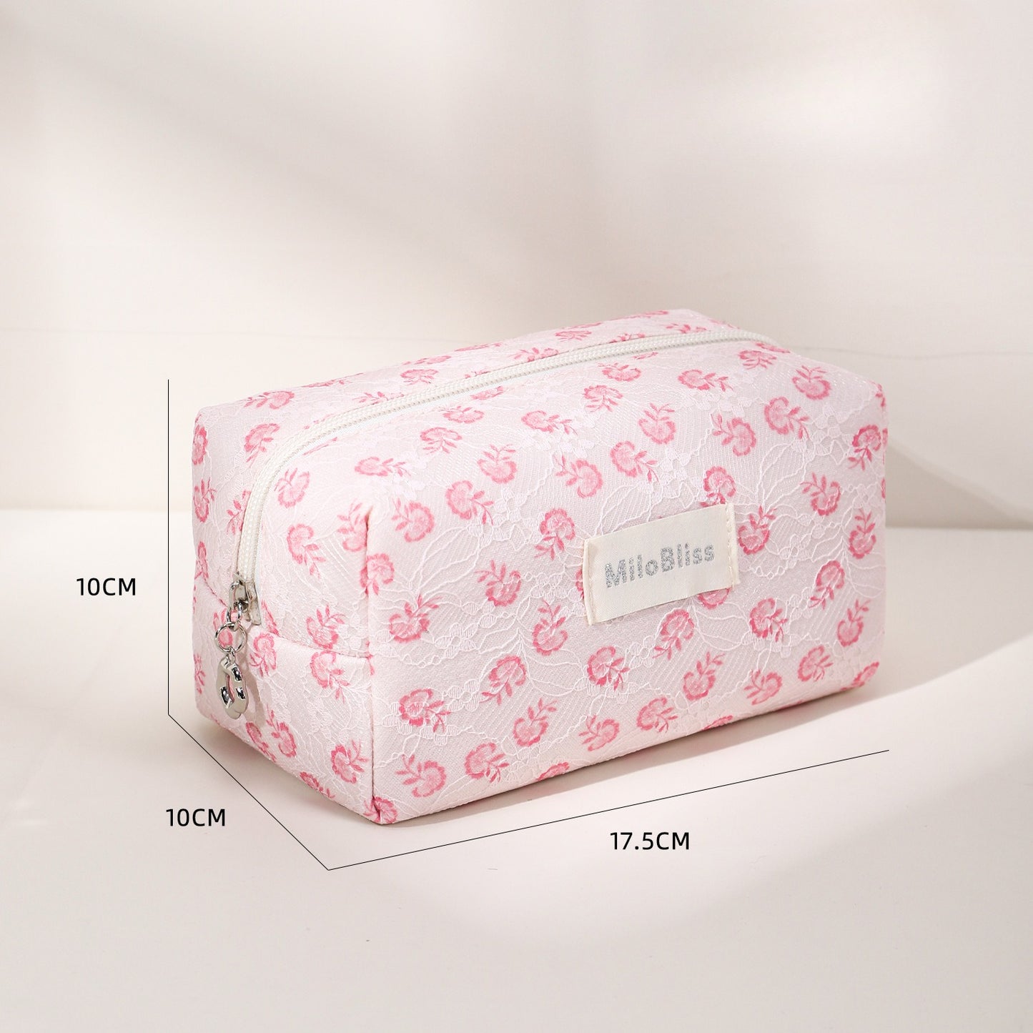 Cosbai small floral makeup organizer with a close-up of the floral pattern and zipper