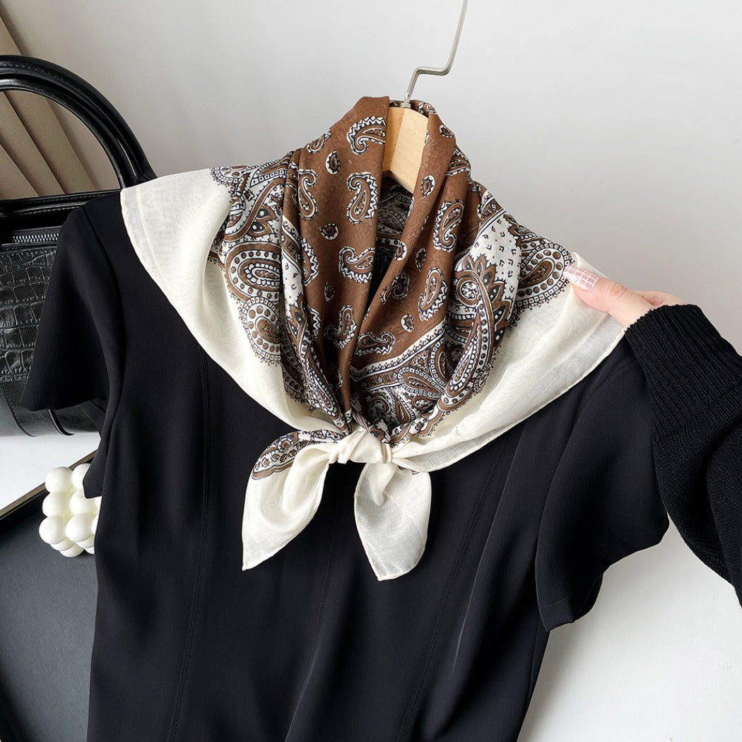 Scarvii - 27.5" Boho Paisley Print Scarf - Vintage & Light