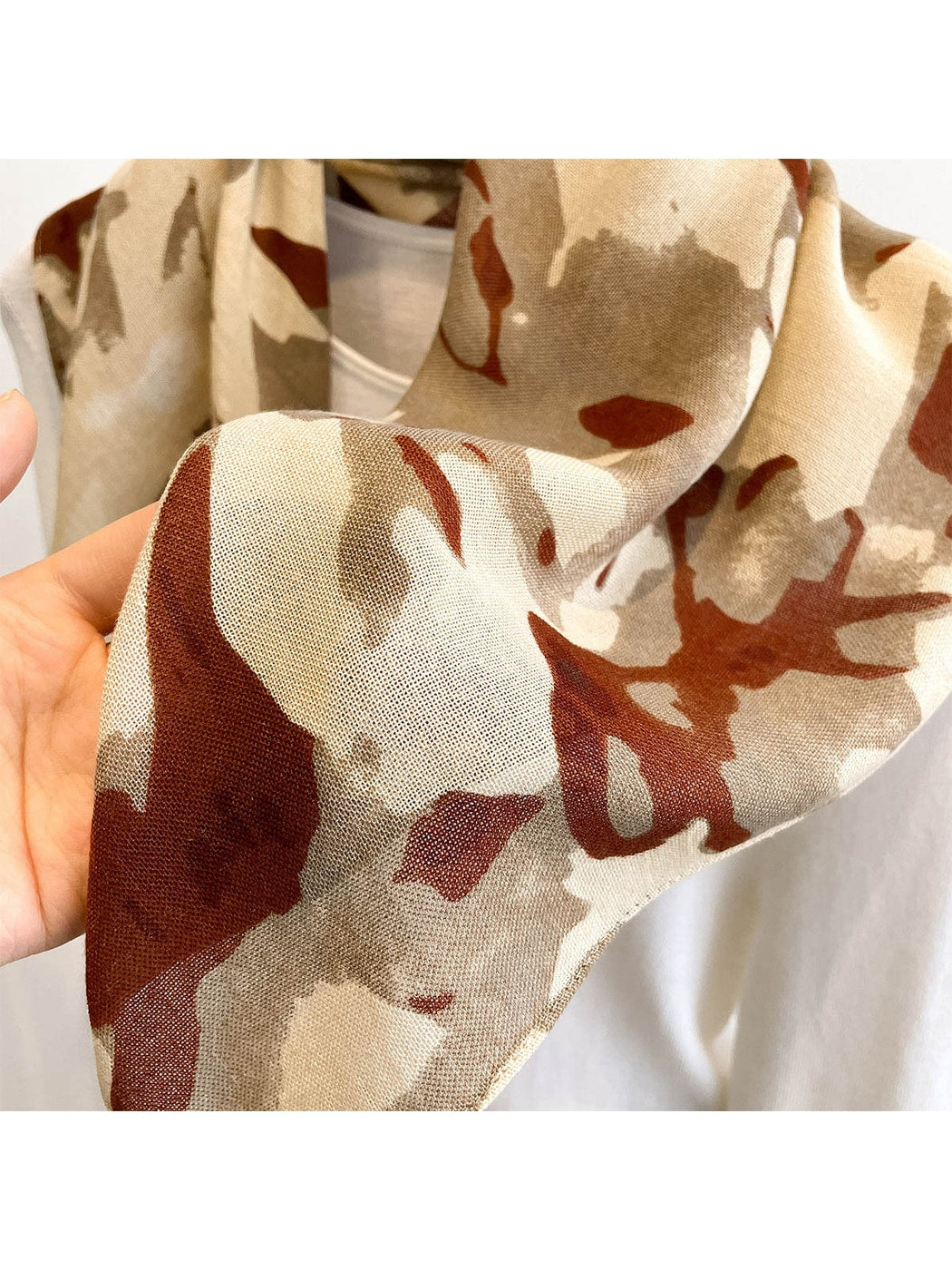 Scarvii - Painterly Floral Tassel Square Scarf