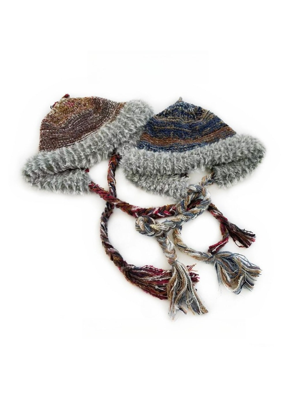 Haila - Rainbow Stripe Knitted Beanie with Earflaps for Women