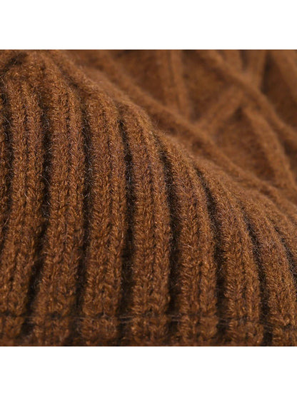 Haila - Chevron Textured Cuffed Knit Beanie