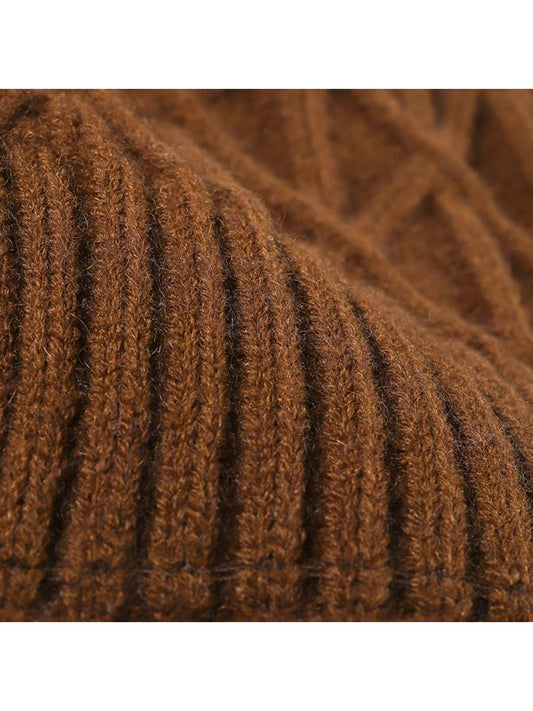 Haila - Chevron Textured Cuffed Knit Beanie