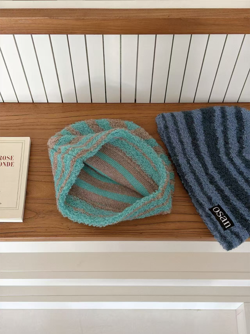 Haila - Fuzzy Textured Stripe Knit Beanie