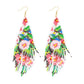 Earwish - Beaded Flag Tassel Earrings - Colorful & Boho